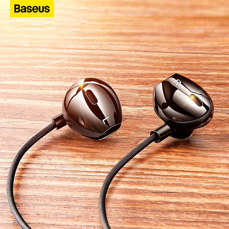 Baseus Wired Earphones Bass Stereo Earbuds Earphone with Mic Sport