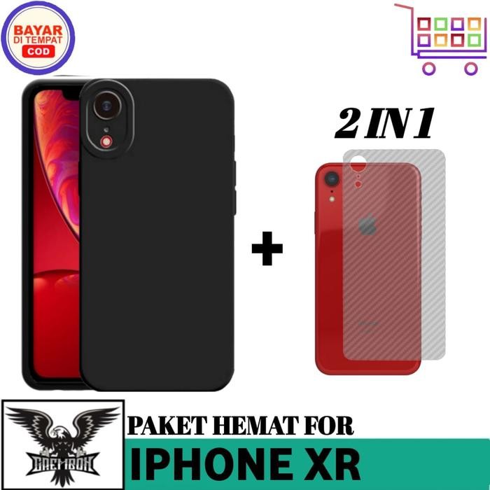 CASE IPHONE XR SOFT CASE FREE GARSKIN CARBON 3D