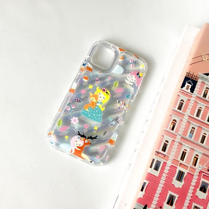SatSet.ind Dazzle Case iPh 3D Wave Soft Case Motif Foxy Princess Clear Compatible with iPh 7 8 Plus