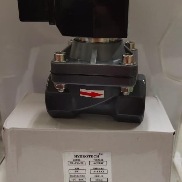 Menarik Selenoid Valve 1/2 Inch Nylon Merk Hydrotech 220V Nc