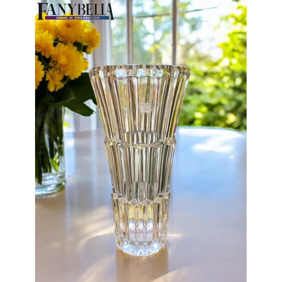 reny Vas bunga kaca kristal keramik putih Motif Bunga Pajangan Meja Dekorasi Rumah Import