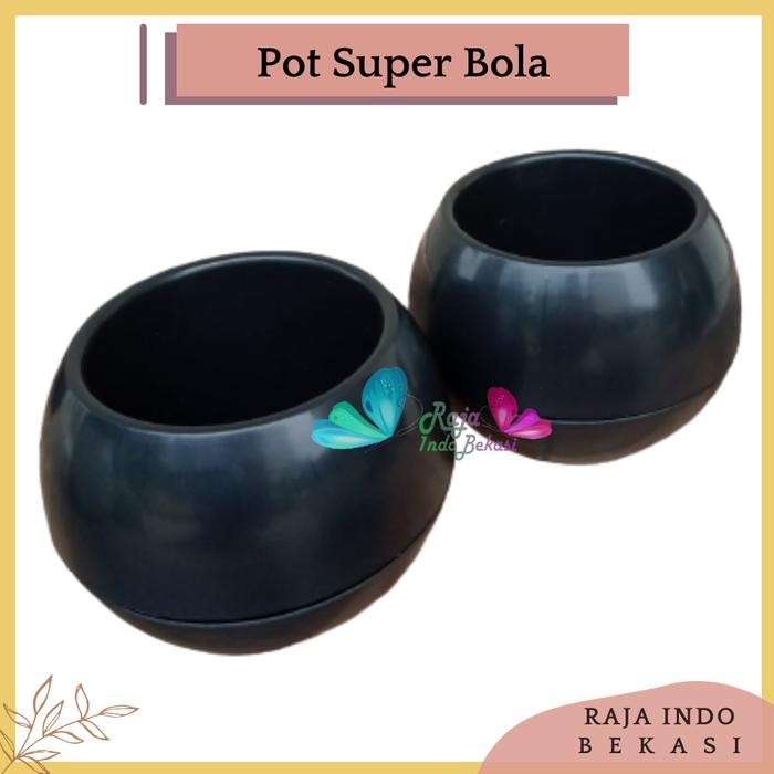 PREMIUM Pot Bulat Super Bola L Hitam Tanaman Plastik Self Watering Hidroponik