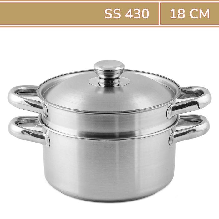 PREMIUM Panci Kukus Kecil BIMA Stainless Steel Kukusan 2 Susun 18 CM Panci Steamer Morganware