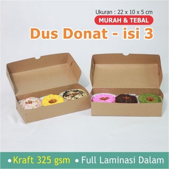 (Expert) Dus Coklat Donat Isi 3 / Box Donat / Dus Brownies M /Dus Roti/22x10x5