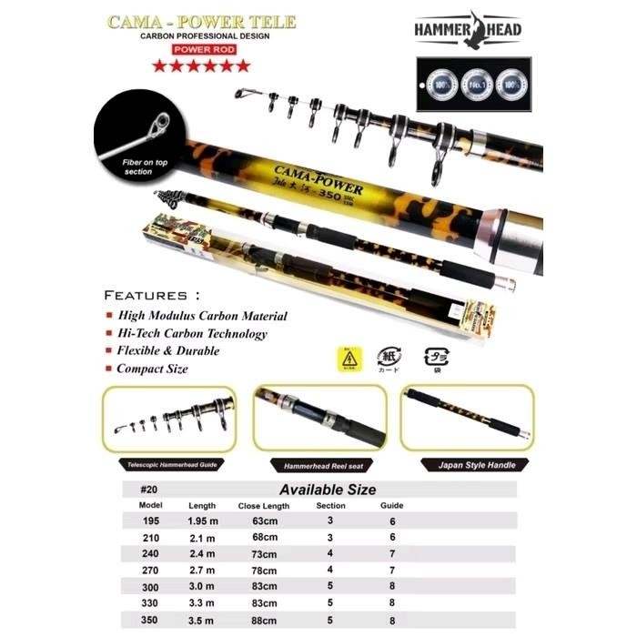 Joran Antena Cincin Hammerhead Cama Power Telescopic