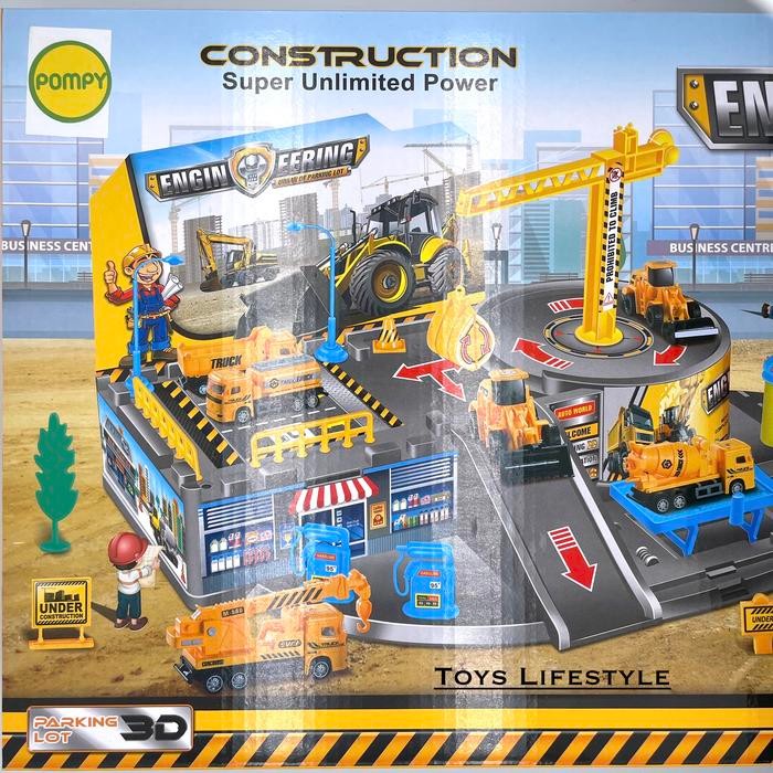 MAINAN EDUKASI ANAK PARKIRAN MOBIL & ESKAVATOR KONSTRUKSI