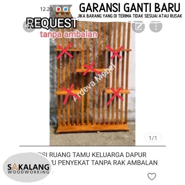 PARTISI RUANG TAMU KELUARGA DAPUR DARI KAYU PENYEKAT TANPA RAK AMBALAN