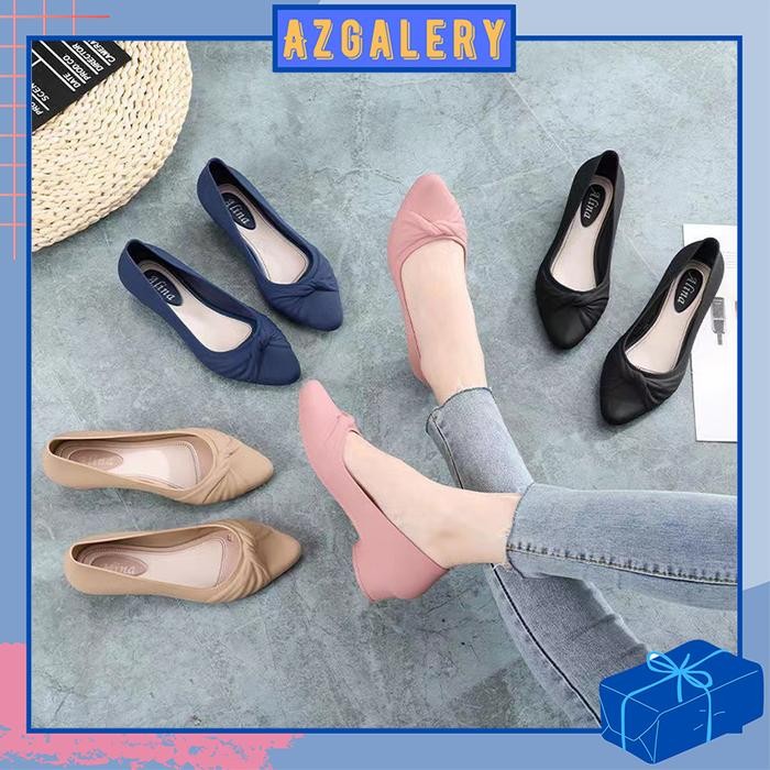 BEST SELLER Az Sepatu Pansus Wanita Wedges Terbaru Low Heels Jelly Import Korea