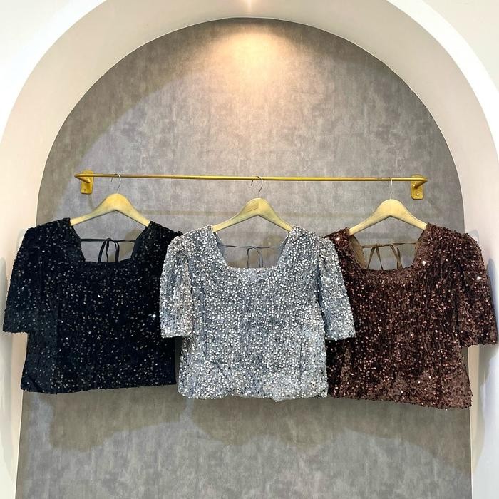 BEST SELLER Sequin Glitter Top Premium Blouse Atasan Wanita