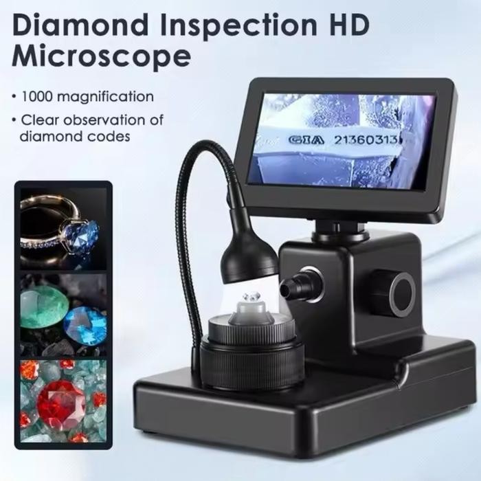 

HJ1000 Mikroskop Kaca Pembesar Berlian Perhiasan 4.3Inch LCD HD Screen Diamond Girdle Code Viewer