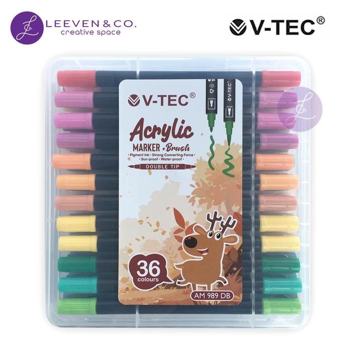

V-TEC ACRYLIC MARKER + BRUSH PEN 36 COLOR (AM 989 DB)