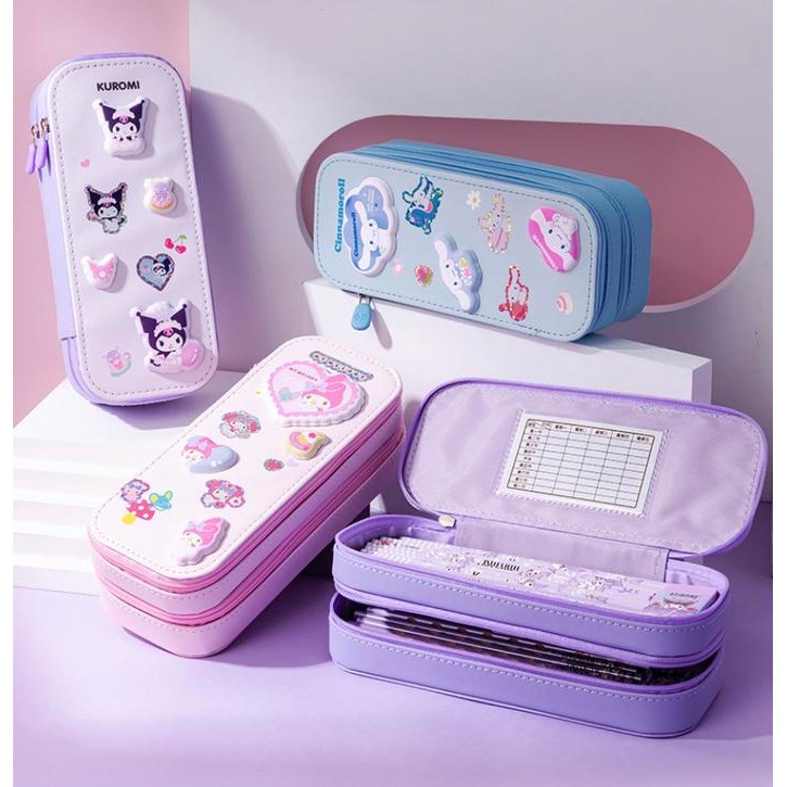 

Kotak Pensil Anak DIY Stiker Water Proof Dua Tingkat Kuromi Melody