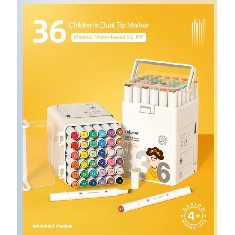 

Mideer Dual Tip Marker 36 colours pcs Spidol Anak Warna Warni Mewarnai