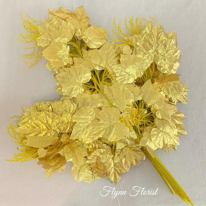 Daun Anggur Emas Daun Artificial/Daun Dekorasi/Daun Plastik 1 Lusin