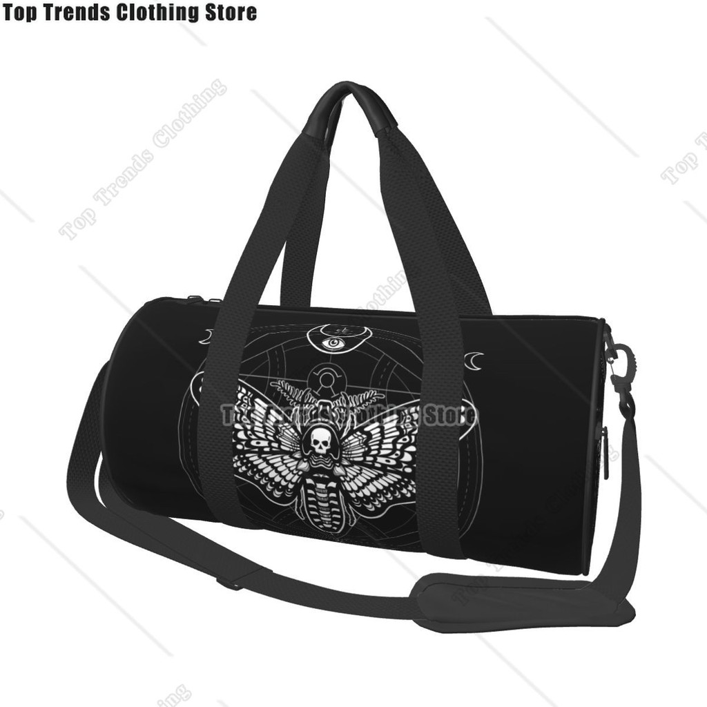Sale Black Skull Moth Dead Gym Bag Head Mystical Symbol Waterproof Sports Bags Gym Accessories