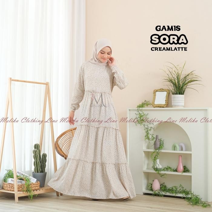 GAMIS MUSLIM / HOME DRESS WANITA RAYON MOTIF SORA