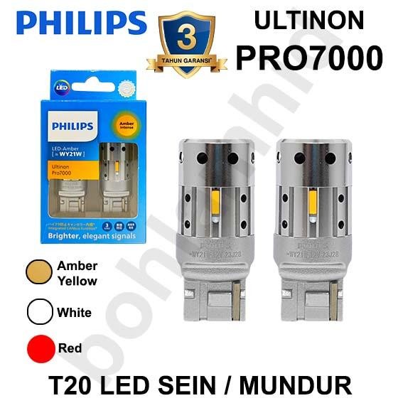 T20 Philips Ultinon PRO7000 LED Sein, Mundur, Senja Socket Tancap W21W Cahaya Kuning / Putih / Merah