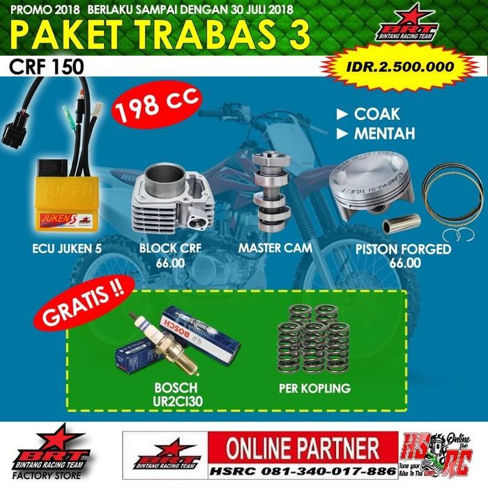 Paket Bore Up CRF 150/New Megapro/VERZA 200cc BRT Piston 66mm PROMO