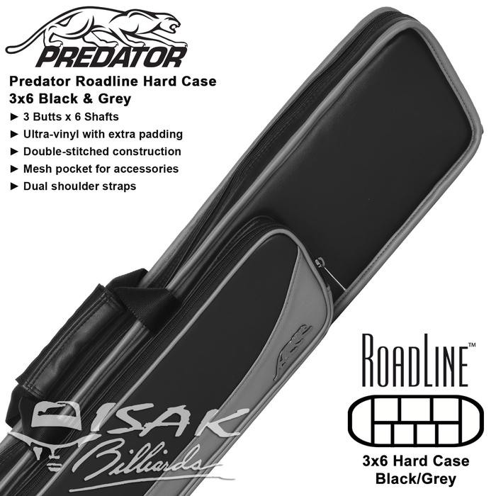 Predator Roadline 3x6 Soft Cue Case Black & Grey Tas Stick Billiard