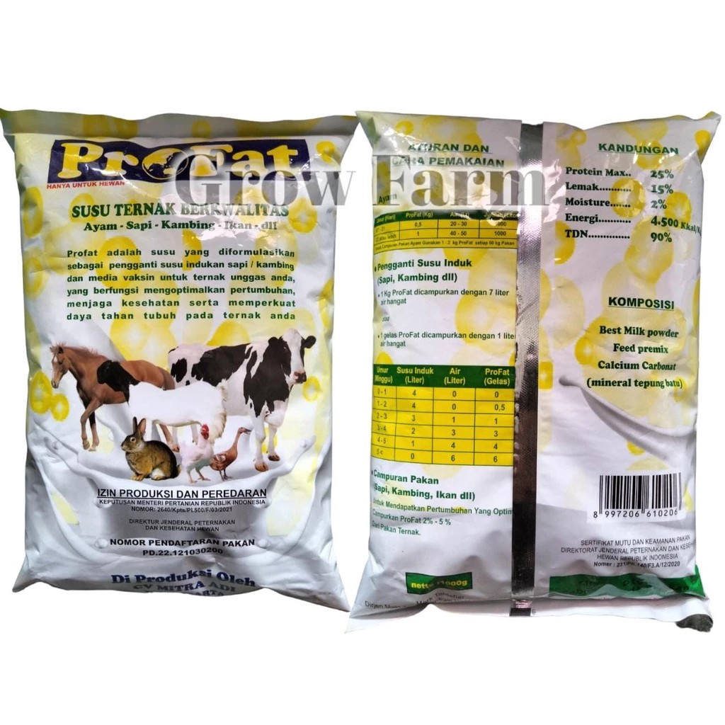 Profat 1 kg SUSU PENGGANTI HEWAN Susu ternak Profat kemasan 1kg Profat Susu Ternak