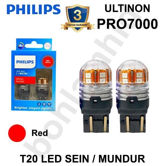 T20 Philips Ultinon PRO7000 LED Sein, Mundur, Senja Socket Tancap W21W Cahaya Kuning / Putih / Merah