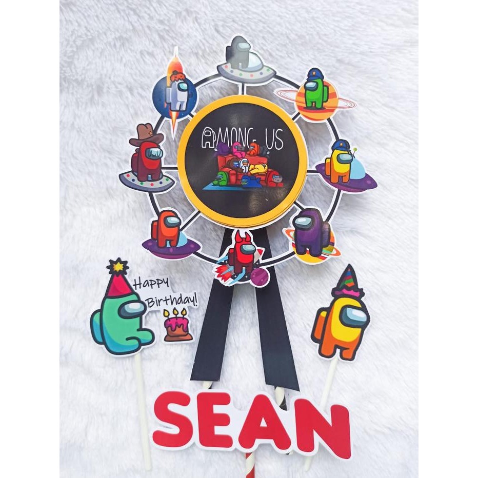 Topper Among Us 3D Putar/Cake Topper 3D Among Us/Tusukan Kue Bianglala
