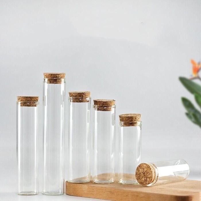Hot Promo Tabung Kaca Tutup Toples Biji Kopi Tea Tube Botol Penyimpanan Makanan Skr3
