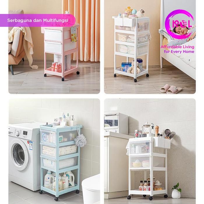 [Pol] Rak Troli Dorong Bayi Roda Rak Penyimpanan Serbaguna Troli Penyimpanan Lemari Dorong Bayi