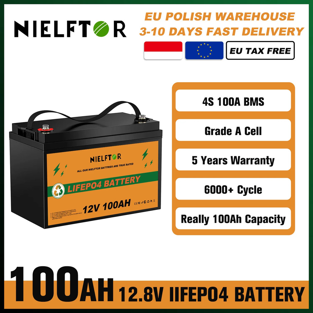 New NIELFTOR New 12V 24v 48v 100AH 200AH 300ah LiFePO4 Battery 12V 24v Lithium Iron Phosphate Batter
