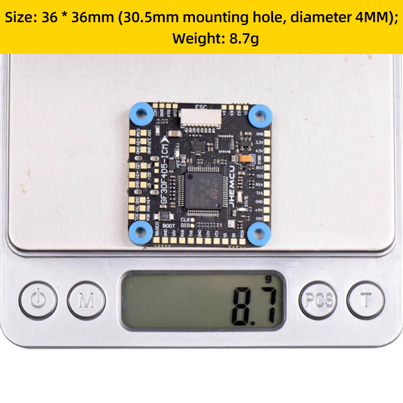 JHEMCU GF30F405-ICM Flight Control F405 FC Dual BEC 5V 10V Baro OSD 3-8S Lipo Input TYPE-C Interface