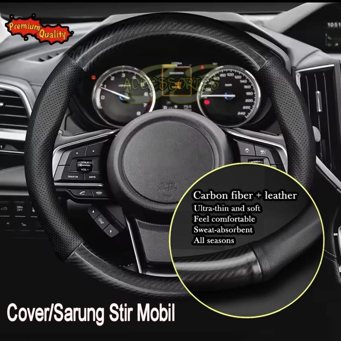 Cover Sarung Stir Setir Premium Quality Carbon Fiber Kulit Mobil Toyota Kijang Kapsul Agya Hilux