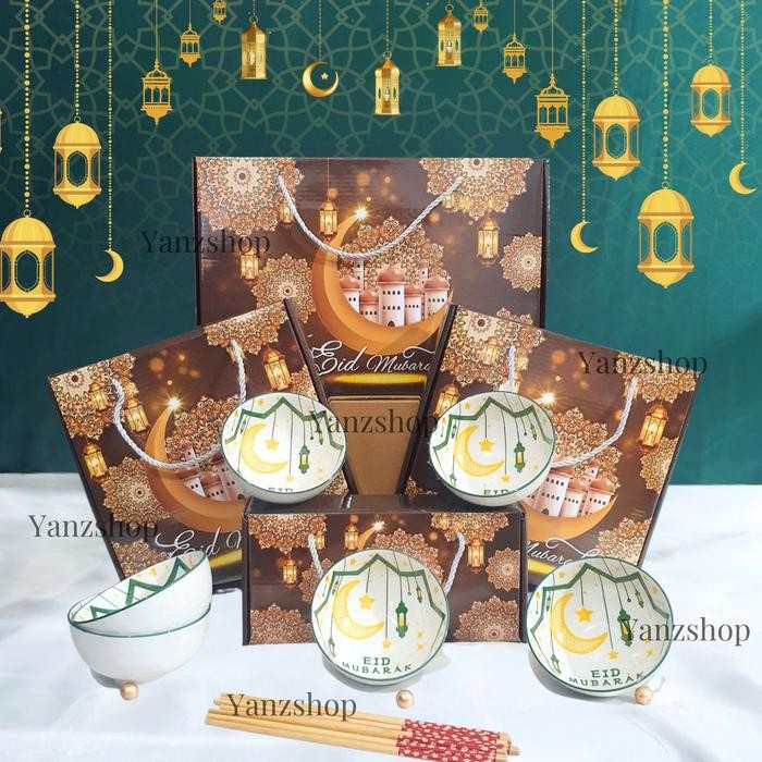 Mangkok Lebaran Idul Fitri 2025 / Hampers Idul Fitri Mangkok Keramik Set/ Hampers idul fitri set/