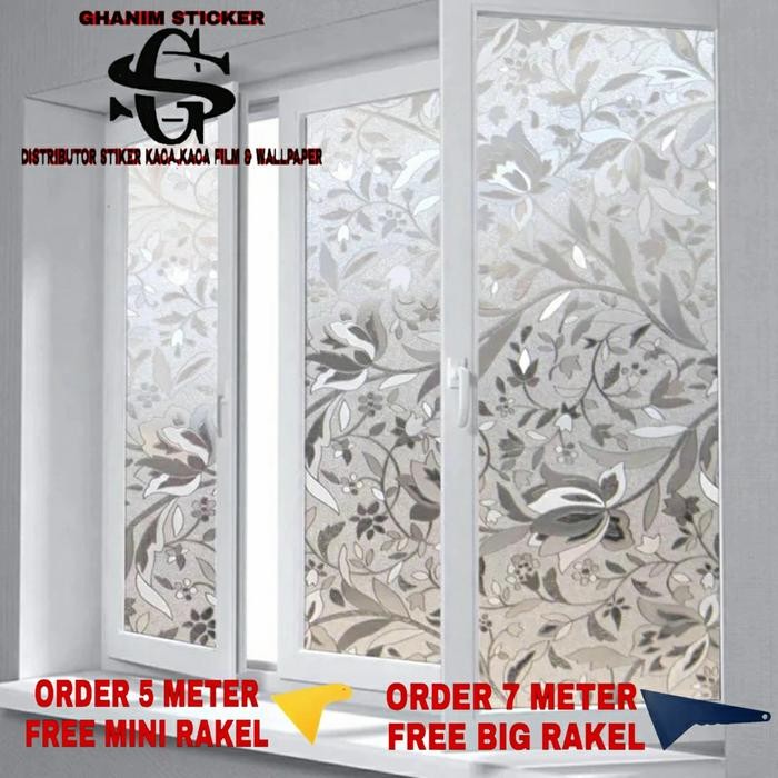 STIKER KACA MOTIF BUNGA TULIP/DEKORASI RUMAH/GHANIM STICKER