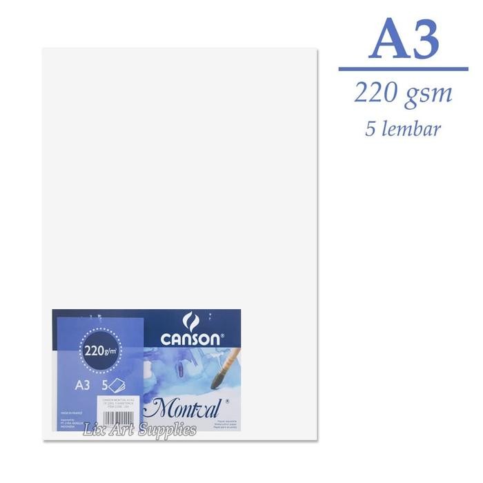 

CANSON MONTVAL WATERCOLOR PAPER A3 COLD PRESSED - 220 GSM - 5 SHEETS KODE 393