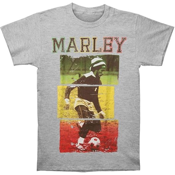 Kaos Bob Marley Football Text Unisex Pria Wanita