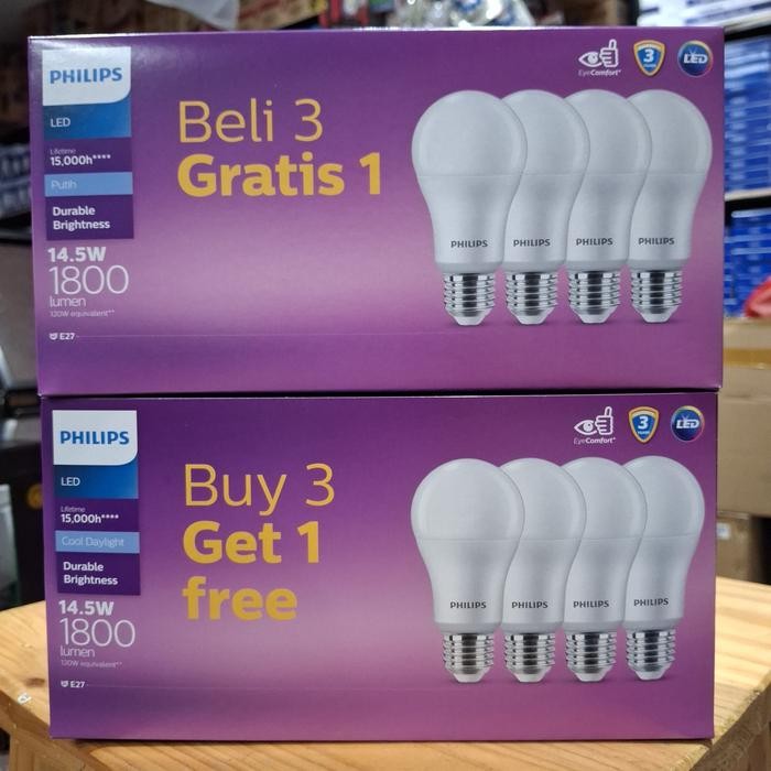 lampu led paket philips beli 3 gratis 1 14.5 watt