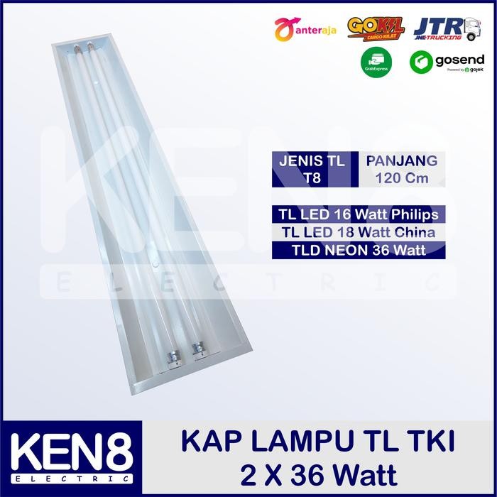 Kap Lampu TL TKI 2 x 36 Watt 2 x 16 Watt LED Philips