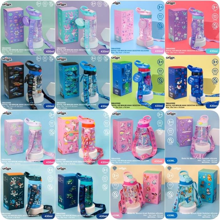 BOTOL MINUM WATERBOTTLE SMIGGLE TALI SEDOTAN SILIKON 430ML