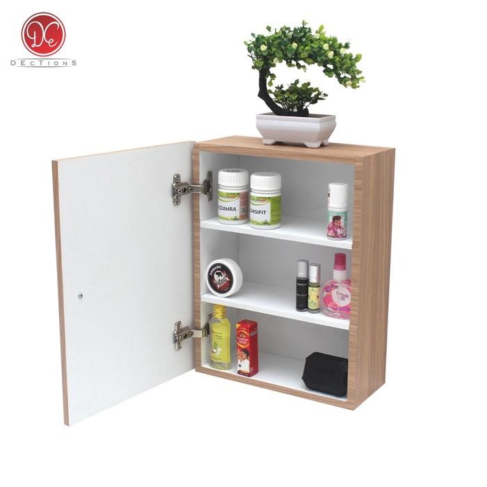 PREMIUM Rak Lemari Kayu Kotak Penyimpanan Obat P3K Dinding 40x30cm Minimalis