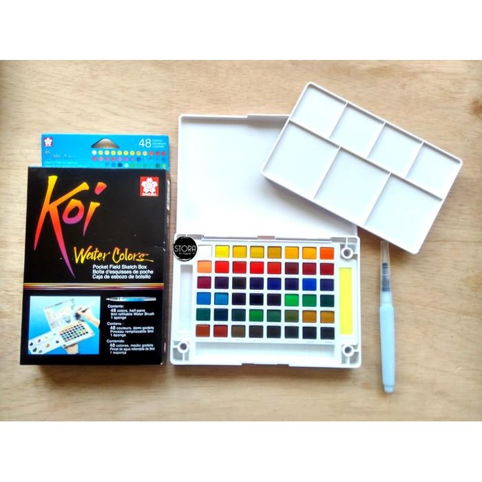 

Sakura Koi Watercolor 48 Pocket Field Sketch Box Cat Air Padat 48 Warn