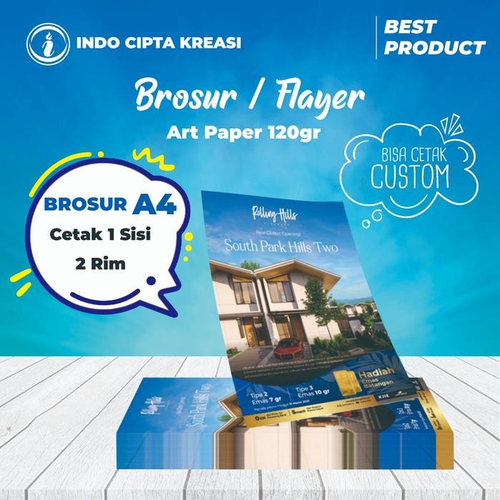 

Cetak Brosur A4 1 Sisi Art Paper 120gr Full Color nimal 2 Rim (1000 Lembar)