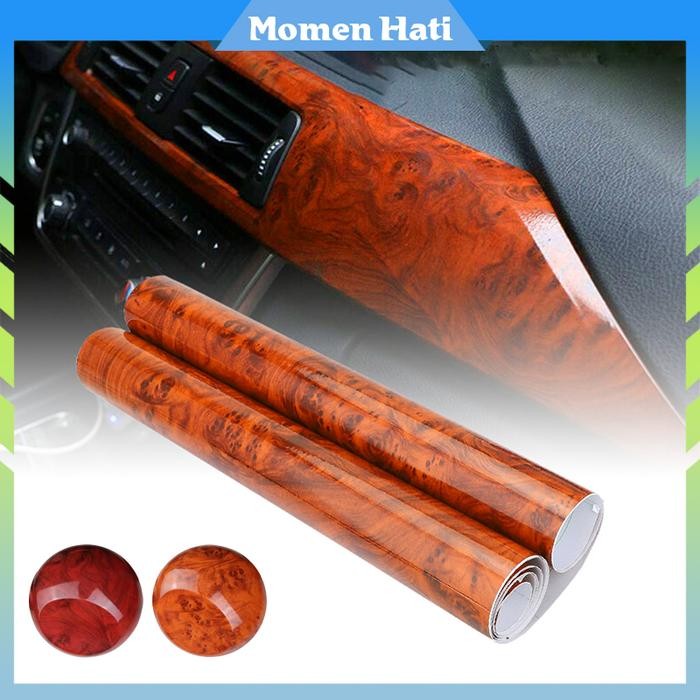 Stiker Dashboard Mobil / Stiker Vinyl Interior Mobil Motif Kayu Glossy