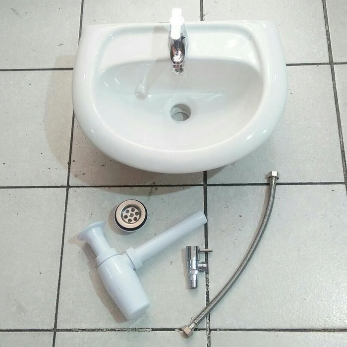 Wastafel Cuci Tangan Keramik Set Kran