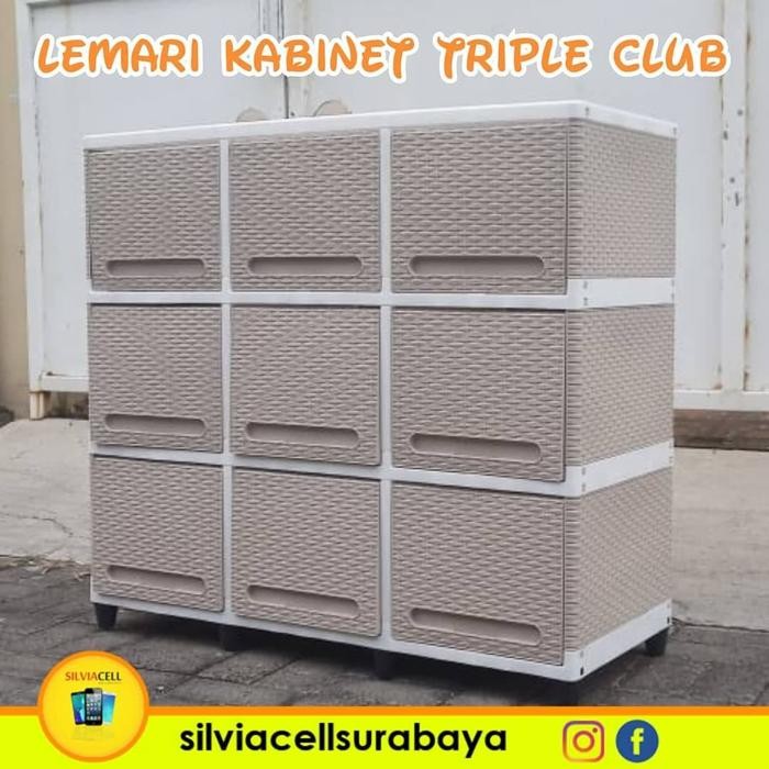 Lemari Pakaian Plastik Kabinet Serbaguna Triple Club Flip