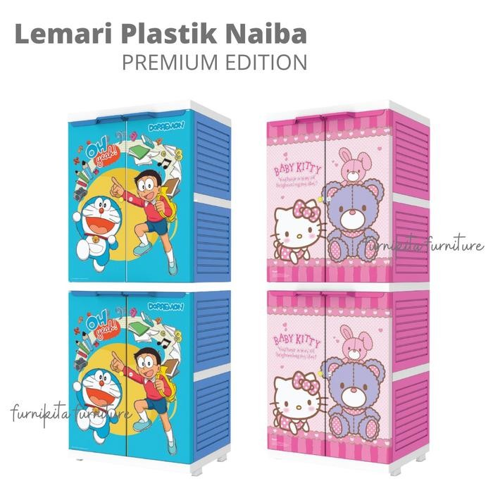 Lemari Pakaian Plastik Susun 4 Gambar Karakter [Naibox]