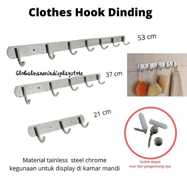 Gantungan Baju Dinding Kamar Mandi Stainless