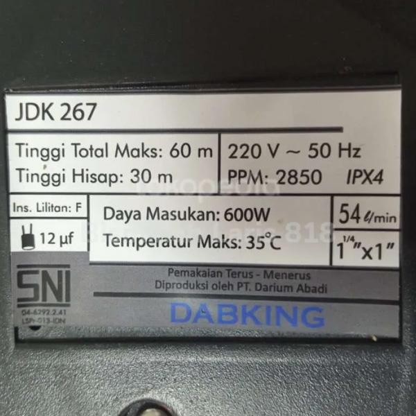 Pompa Jetpump Dab King JDK 267