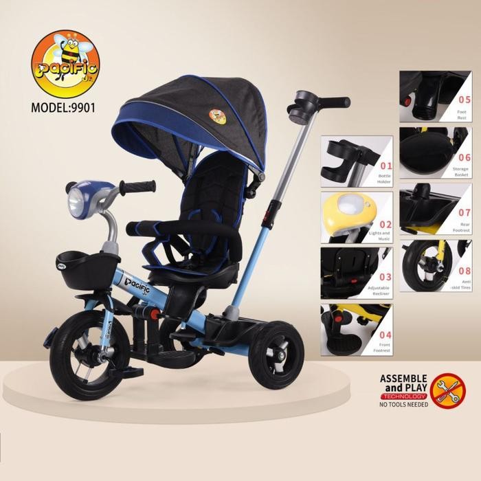 Sepeda Anak Bayi Balita Dorong Roda 3 Tricycle Pacific 9901 Trike Sni