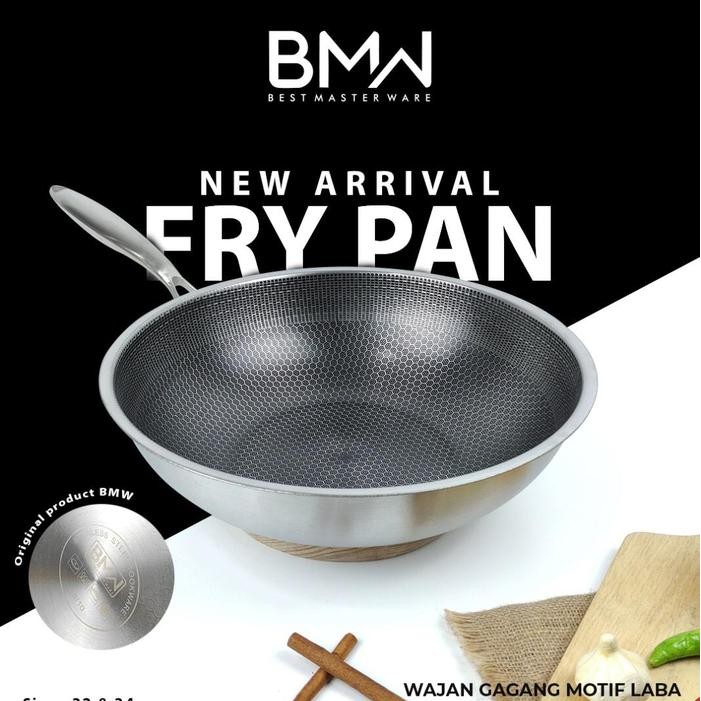 Wajan Bmw Frypan Marble Frypan Motif Laba 32Cm 34Cm Anti Lengke Gratisongkir