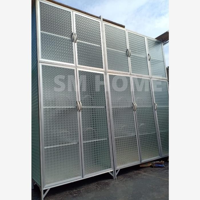 Rak Piring Full Box 3Pintu Aluminium Bawah Keramik Lemari Dapur Gratisongkir